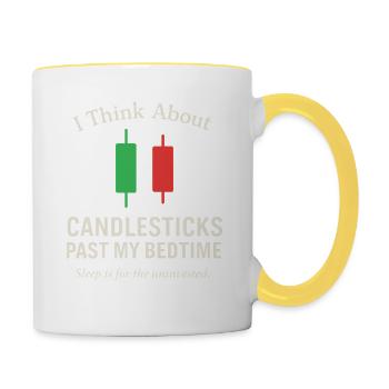 Ich denke über Kerzenständer nach, wenn ich im - Tasse zweifarbig - Weiß/Gelb - Rechts