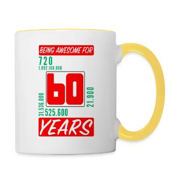 Family 60 Years Birthday Months Hours - Contrasting Mug - white/yellow - Right