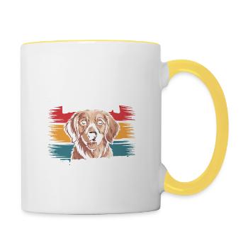 Golden Retriever Maman Mamans, Revendeurs de Snacks - Mug contrasté - blanc/jaune - Droite