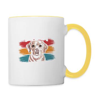 Labrador Mama Mama, Legendärer Snack-Dealer - Tasse zweifarbig - Weiß/Gelb - Rechts