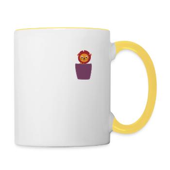 Lion dans la poitrine Chat de poche - Mug contrasté - blanc/jaune - Droite