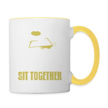 Funny Dog Sit Together Vibe Playful Pet Owner - Tasse zweifarbig - Weiß/Gelb - Rechts
