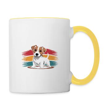 Jack Russel Mama, marchand de snacks légendaire - Mug contrasté - blanc/jaune - Droite