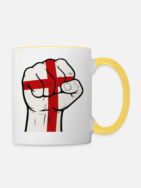 faust england - Tasse zweifarbig - Weiß/Gelb