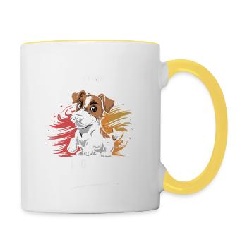 Jack Russel Mama, marchand de snacks légendaire - Mug contrasté - blanc/jaune - Droite