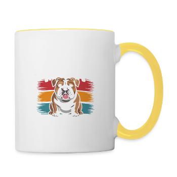English Bulldog Mama, Legendary Snack Dealer - Contrasting Mug - white/yellow - Right