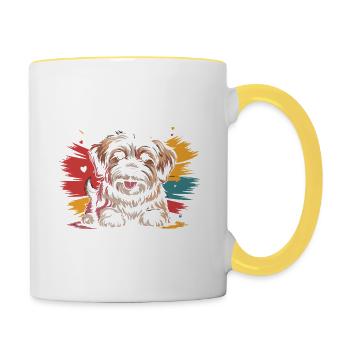 Maman bichon havanaise, vendeuse de snacks légendaire - Mug contrasté - blanc/jaune - Droite