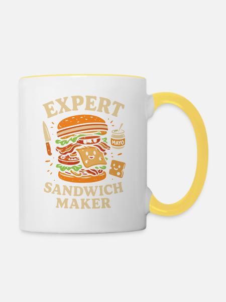 Experte für Sandwichherstellung - Tasse zweifarbig - Weiß/Gelb