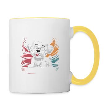 Malteser Mama, marchand de snacks légendaire - Mug contrasté - blanc/jaune - Droite