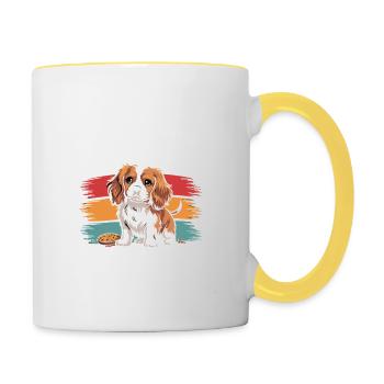 Cavalier King Charles Mama Revendeur de collations légendaire - Mug contrasté - blanc/jaune - Droite