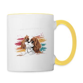 Cavalier King Charles Mama Revendeur de collations légendaire - Mug contrasté - blanc/jaune - Droite