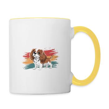 Cavalier King Charles Mama Revendeur de collations légendaire - Mug contrasté - blanc/jaune - Droite