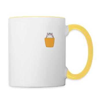 Hamster in breast pocket - Contrasting Mug - white/yellow - Right