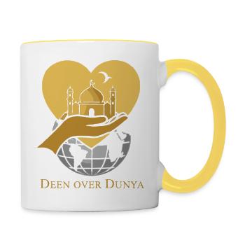 Deen about Dunya 1 - Contrasting Mug - white/yellow - Right
