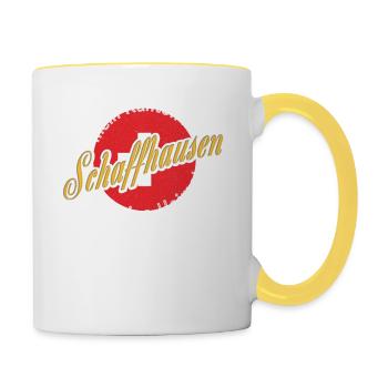 Meine Heimat Schaffhausen Geschenk - Tasse zweifarbig - Weiß/Gelb - Rechts