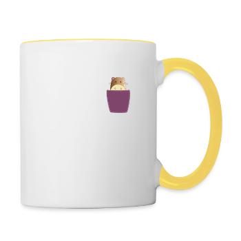 Hamster in Brusttasche Nager in Tasche - Tasse zweifarbig - Weiß/Gelb - Rechts