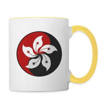 Hong Kong Bauhinia Flag Yin Yang symbol V2 - Contrasting Mug - white/yellow - Right