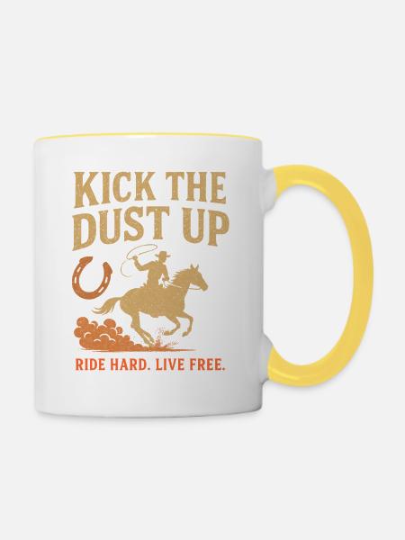 Kick The Dust Up - Tasse zweifarbig - Weiß/Gelb