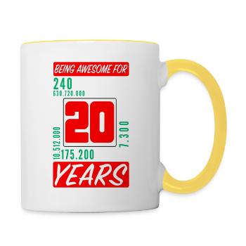 Familie 200 Jahre Geburtstag Monate Stunden - Tasse zweifarbig - Weiß/Gelb - Rechts