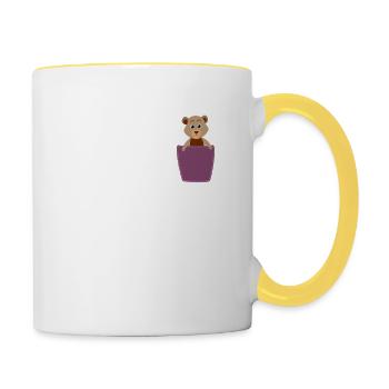 Bear in breast pocket - Contrasting Mug - white/yellow - Right