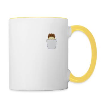 Hamster in breast pocket - Contrasting Mug - white/yellow - Right