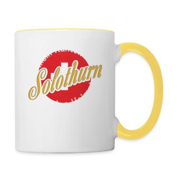 Meine Heimat Solothurn Geschenk - Tasse zweifarbig - Weiß/Gelb - Rechts