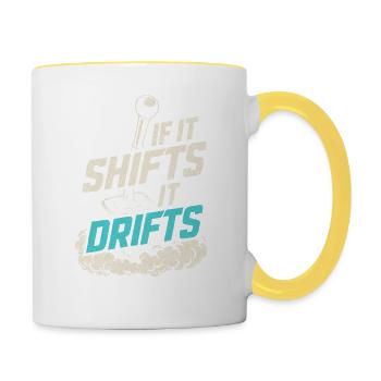 Wenn es sich verschiebt, driftet es - Tasse zweifarbig - Weiß/Gelb - Rechts