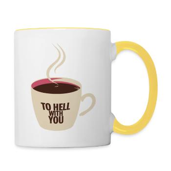 COFFEE TO HELL WITH YOU - Contrasting Mug - white/yellow - Right
