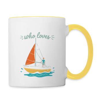 Just a Guy who loves Sailing – Sail Design - Contrasting Mug - white/yellow - Right