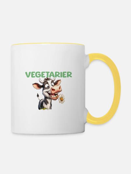 Second Hand Vegetarier - Tasse zweifarbig - Weiß/Gelb