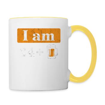 Ich bin 24 plus Bier 25. Geburtstag - Tasse zweifarbig - Weiß/Gelb - Rechts