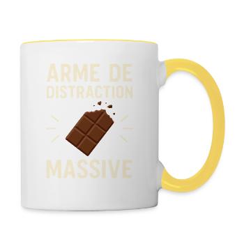 Arme de Distraction Massive Chocolat Humour - Mug contrasté - blanc/jaune - Droite