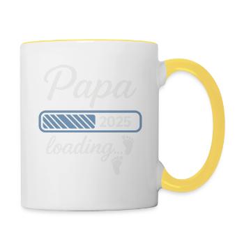 Papa wird geladen – 2025 in Sicht - Tasse zweifarbig - Weiß/Gelb - Rechts