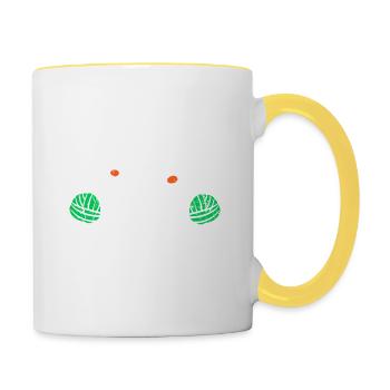 Stop Stressing Meow Cute Funny Cat Yarn Humor - Contrasting Mug - white/yellow - Right