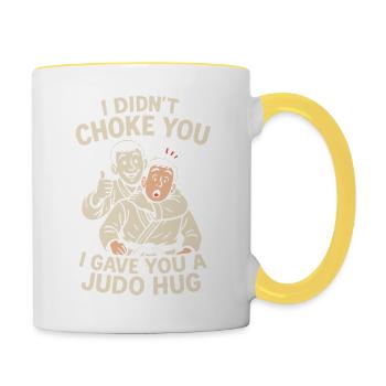 Ich habe dich nicht gewürgt, ich habe dich umarmt - Tasse zweifarbig - Weiß/Gelb - Rechts