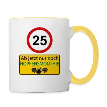 25 Ab jetzt nur noch Hopfensmoothie - Tasse zweifarbig - Weiß/Gelb - Rechts