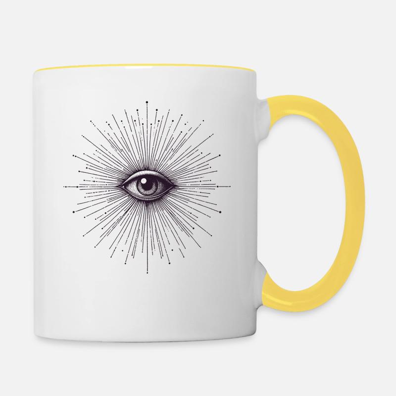 Conception mystique de l’éclat de l’œil - Mug contrasté - blanc/jaune