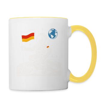 Abenteuerlustiger Astronaut Mit Deutscher Flagge - Tasse zweifarbig - Weiß/Gelb - Rechts