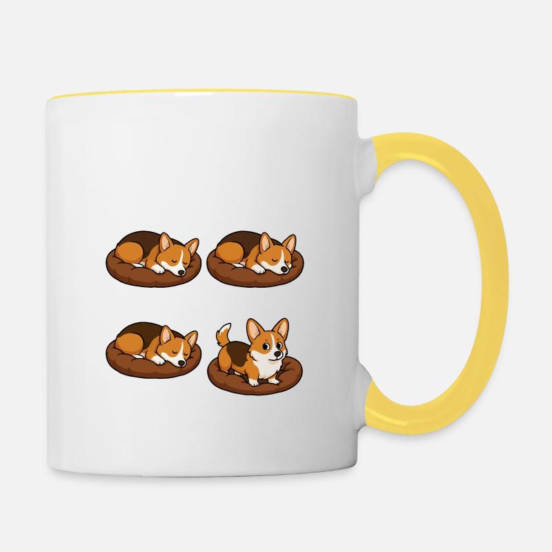 Corgi - Contrasting Mug - white/yellow
