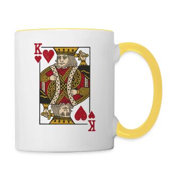 Cartes Coeur Roi Skat Poker Doppelkopf - Mug contrasté - blanc/jaune - Droite
