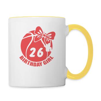 Basketball 26th Birthday Basketball Player - Contrasting Mug - white/yellow - Right