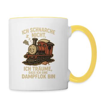 Steam Locomotive Sleep Shirt – Funny Railway Saying - Contrasting Mug - white/yellow - Right