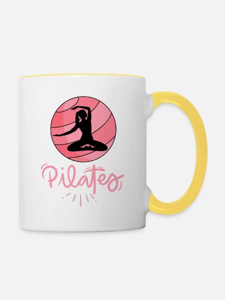 Pilates - Tasse zweifarbig - Weiß/Gelb