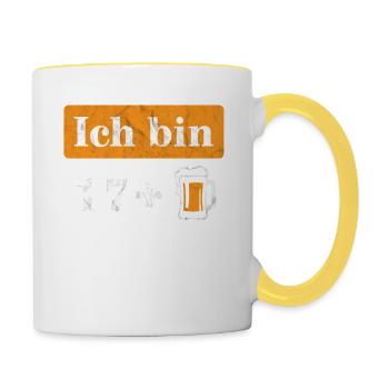 Ich bin 17 plus Bier 18. Geburtstag - Tasse zweifarbig - Weiß/Gelb - Rechts