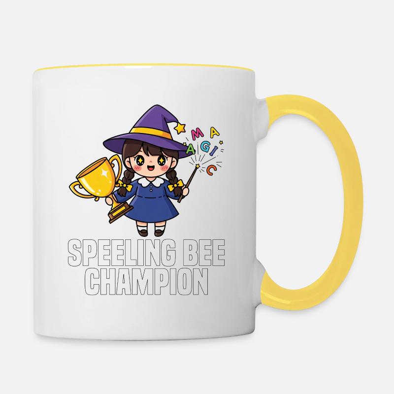 SPEELING BEE CHAMPION - WITCH HALLOWEEN - Contrasting Mug - white/yellow