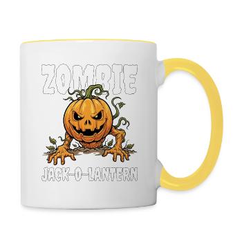 ZOMBIE JACK-O-LANTERN - ZOMBIE HALLOWEEN - Contrasting Mug - white/yellow - Right