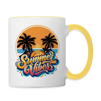 Summer Vibes - Tasse zweifarbig - Weiß/Gelb - Rechts