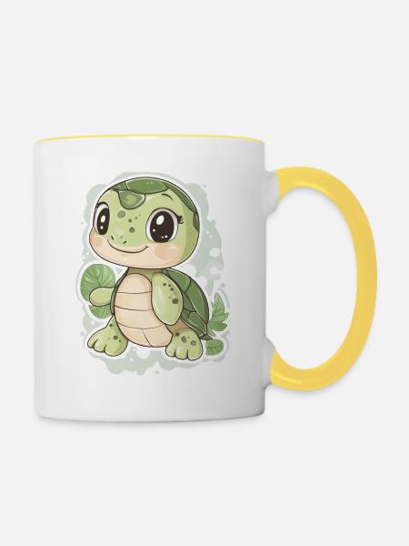 Schildkröte - Tasse zweifarbig - Weiß/Gelb