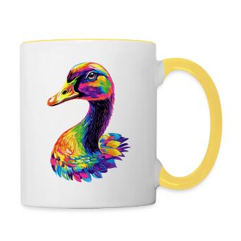 Gans Süße Gänseküken Gans Küken Ente Kleine Gänse - Tasse zweifarbig - Weiß/Gelb - Rechts