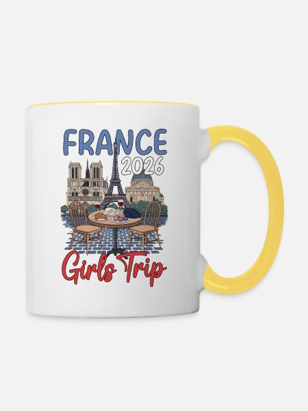 France Girls Trip 2026 - Tasse zweifarbig - Weiß/Gelb